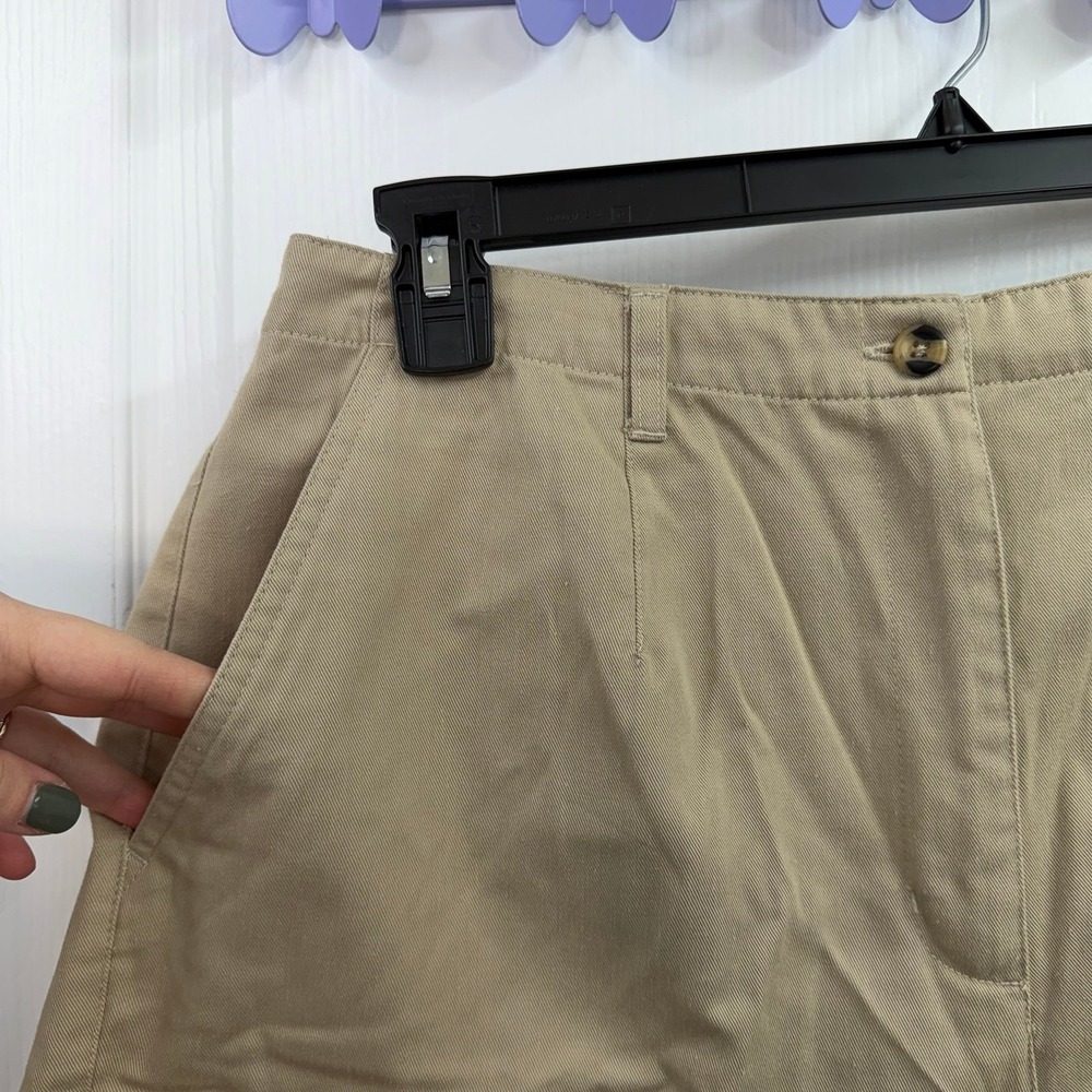 Karen Scott tan high waisted‎ pleated cotton pocket casual khaki shorts relaxed - Picture 2 of 6